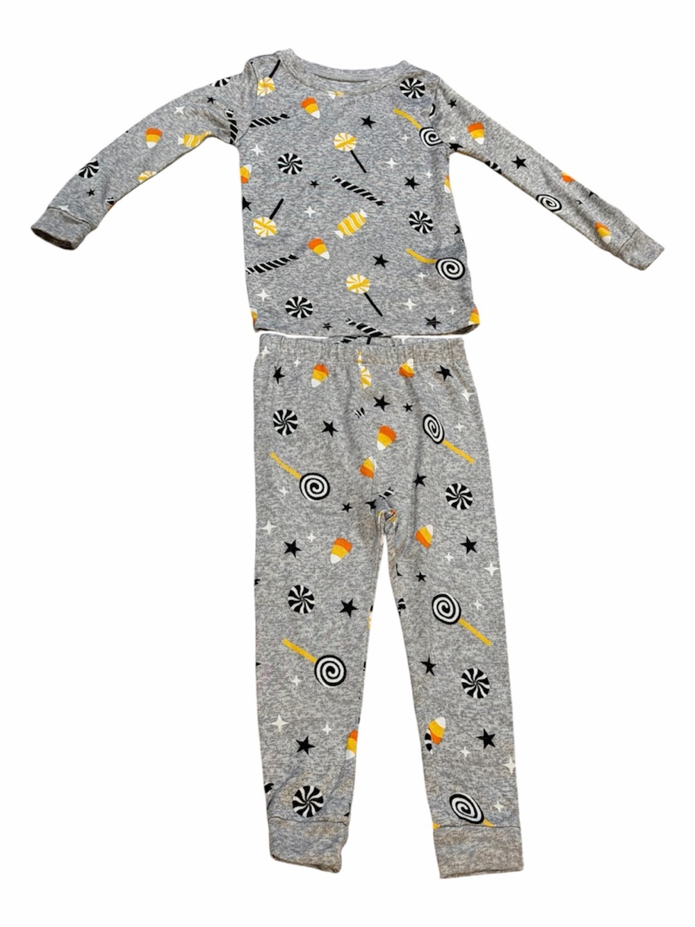Gray Candy Print Kids Pajama Set - Long Sleeve Top & Pants - 4T